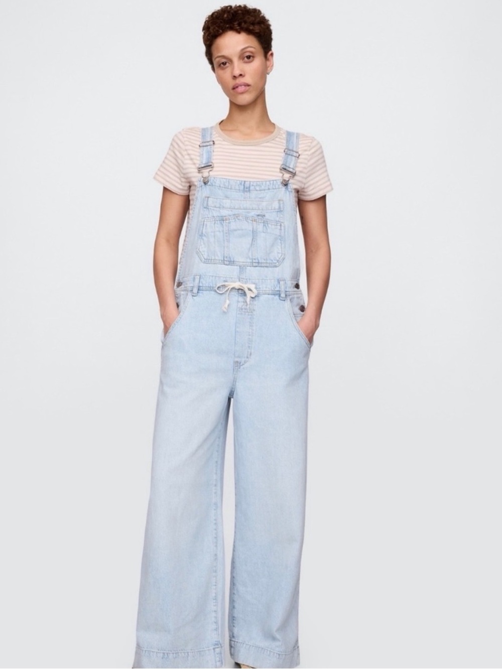 GAP Light Wash Wide-Leg Denim Overalls